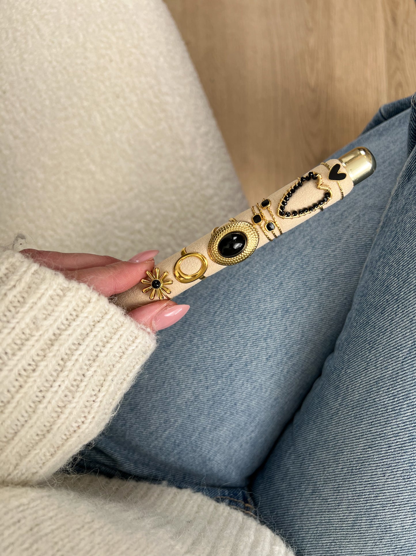 Statement ring ovaal patroon en steen