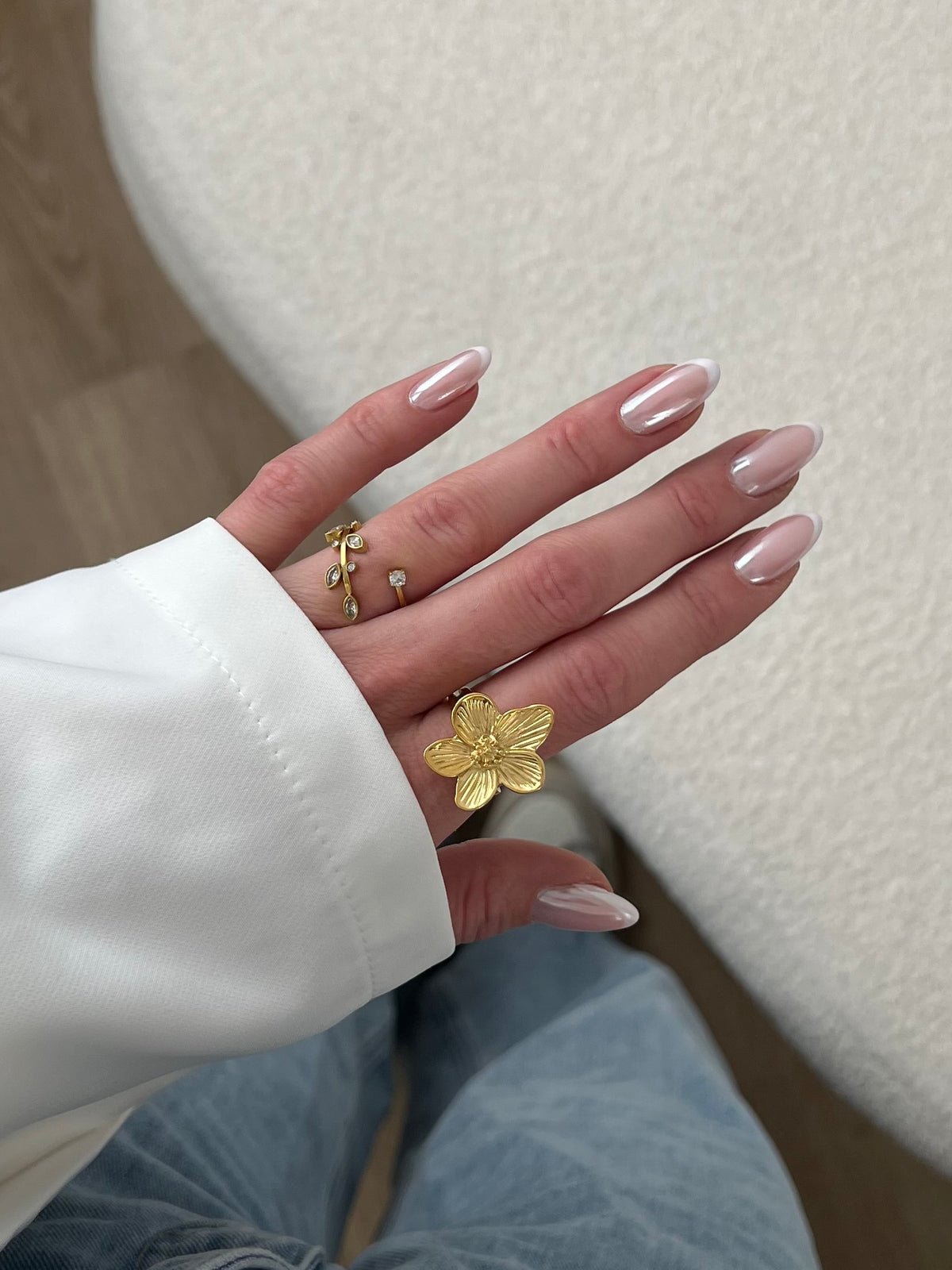 Ring open voorzijde patroon met steentjes