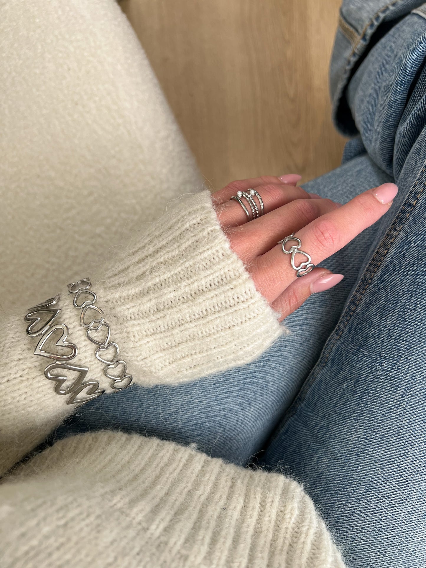 Ring meerdere laagjes met parels