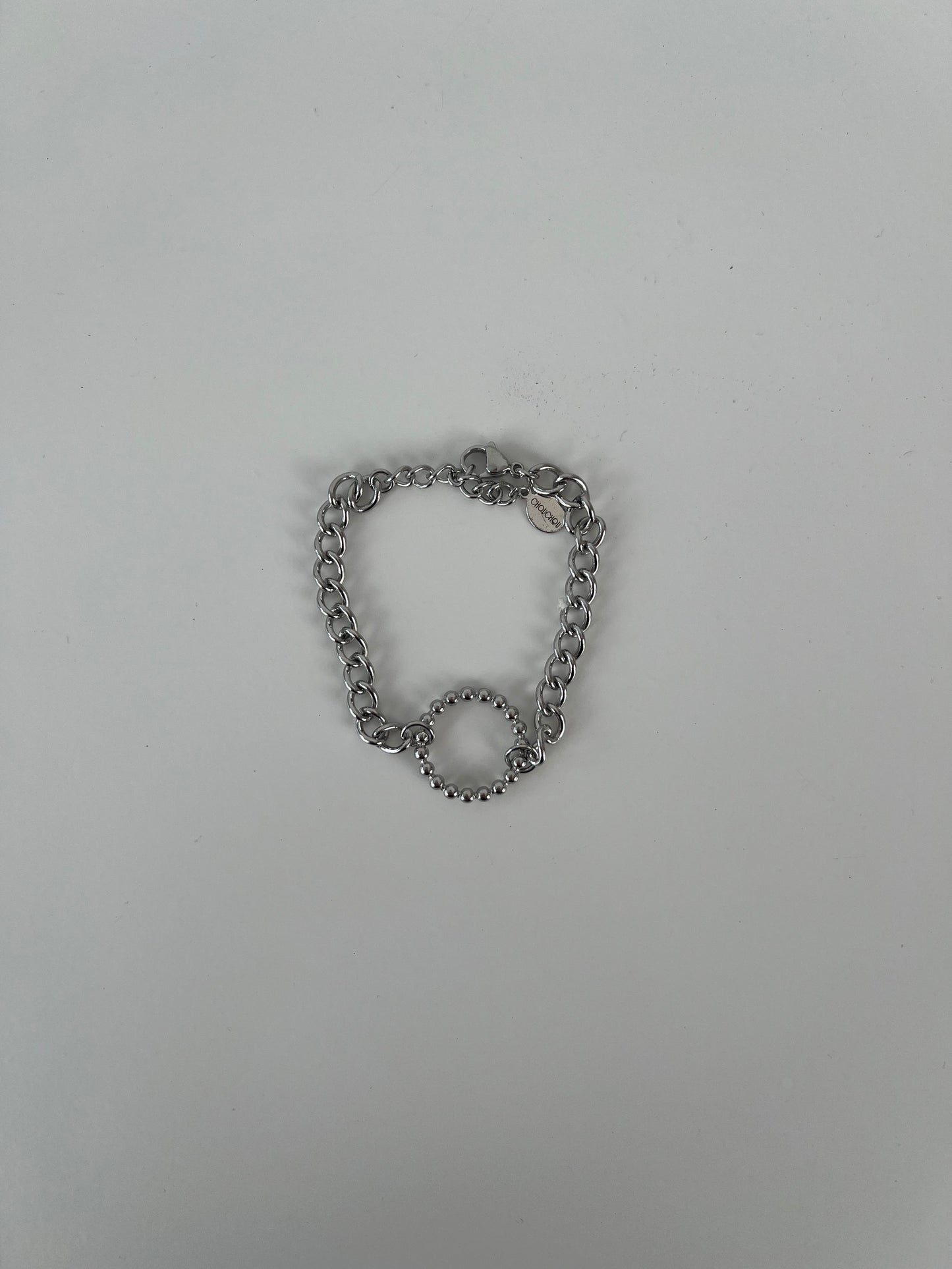 Schakelarmband open rondje met patroon