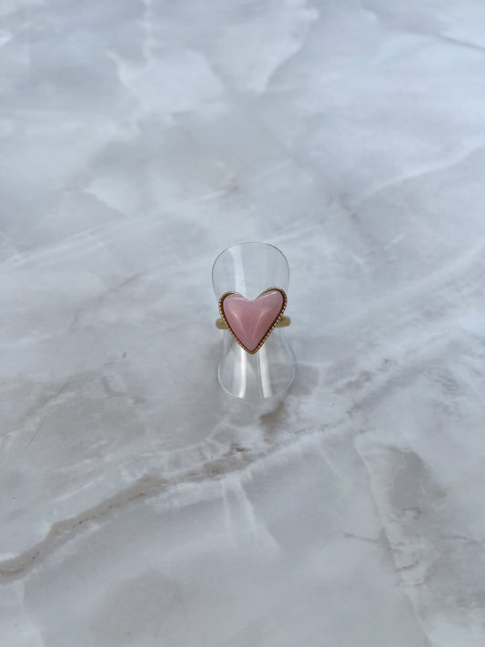 Ring hart met gekleurde steen