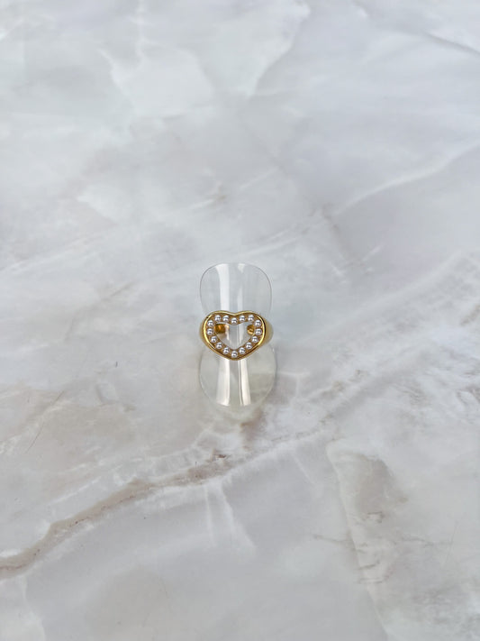 Ring open hartje met parels