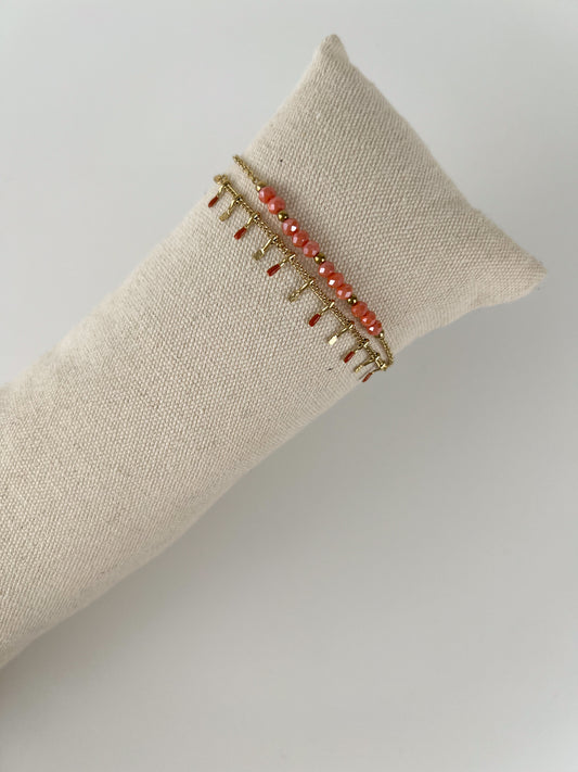 Armband 2 laagjes met kleuren kraaltjes