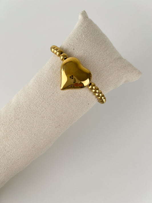 Elastische armband met groot hart