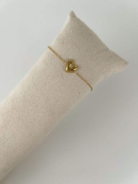 Armband plat hartje rondom dots