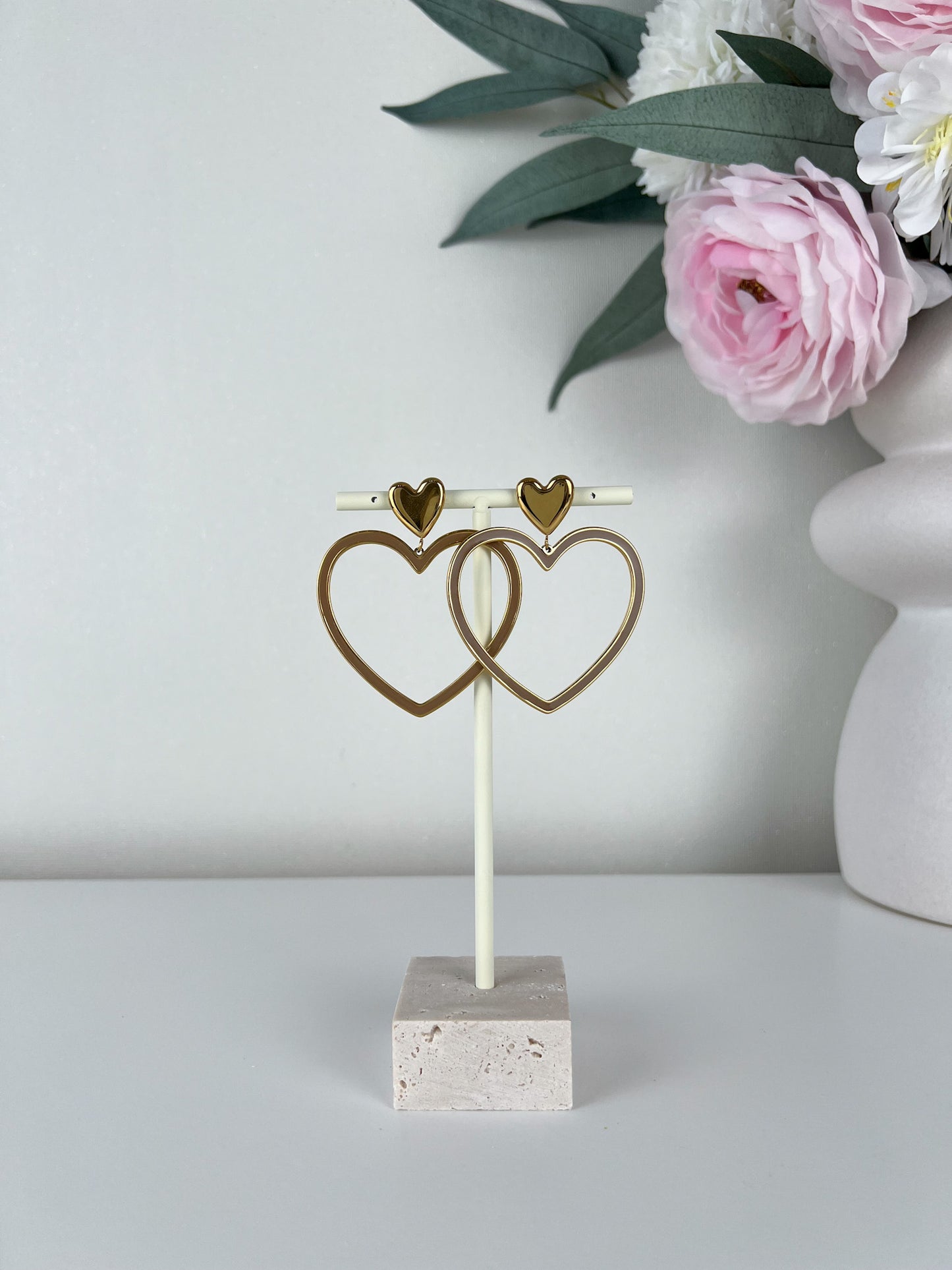 Statement oorbellen big open colour heart