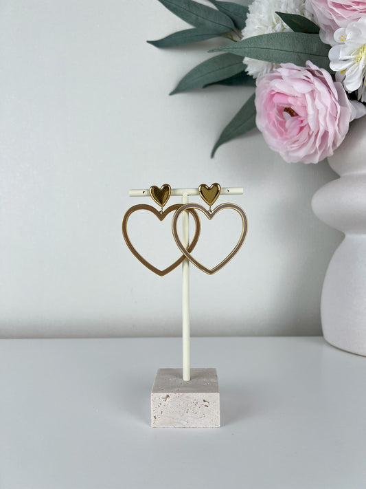 Statement oorbellen big open colour heart