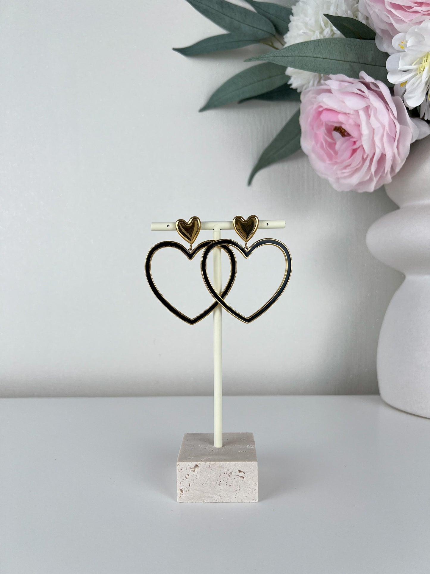 Statement oorbellen big open colour heart