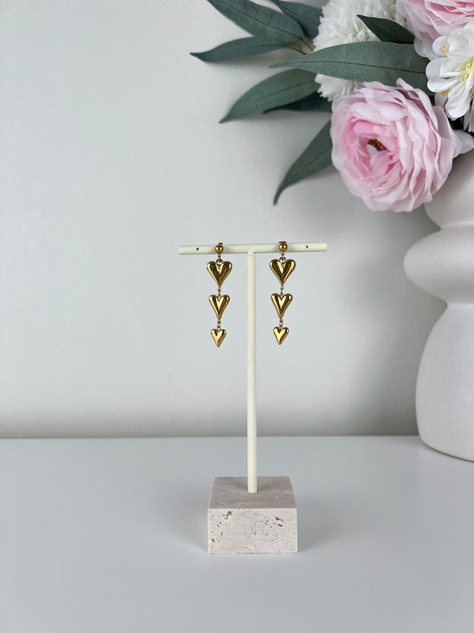 Oorbellen triple lovely hearts