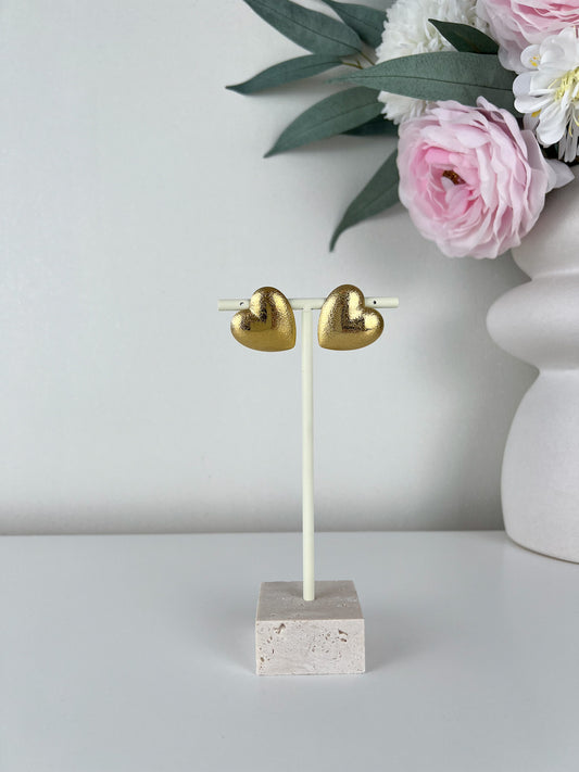Studs oorbellen volle hartjes met patroon