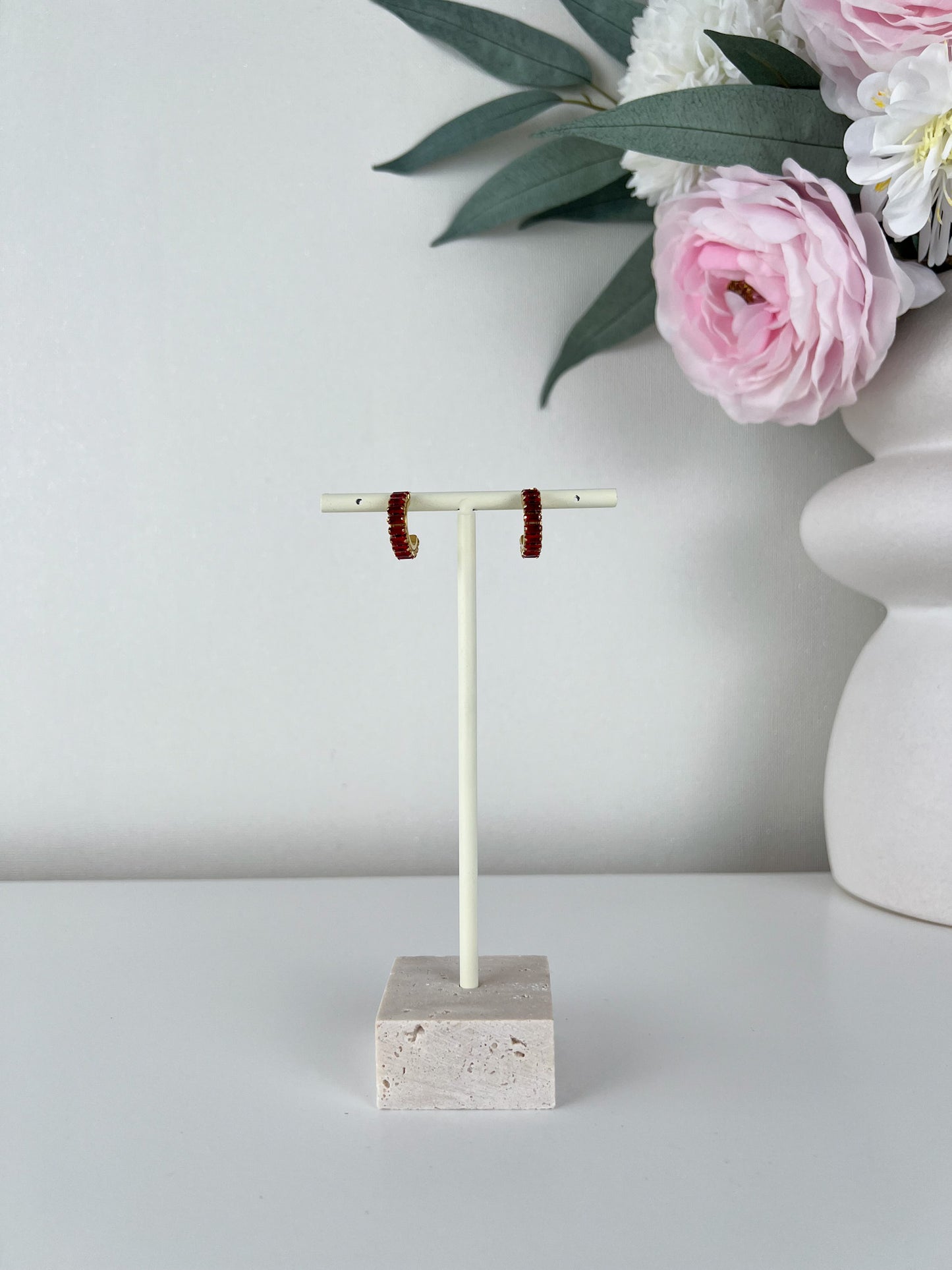 Oorbellen rond met gekleurde steentjes