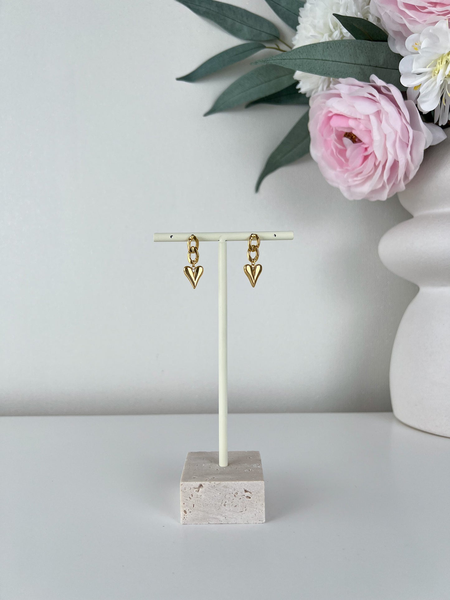 Oorbellen schakels met lovely heart