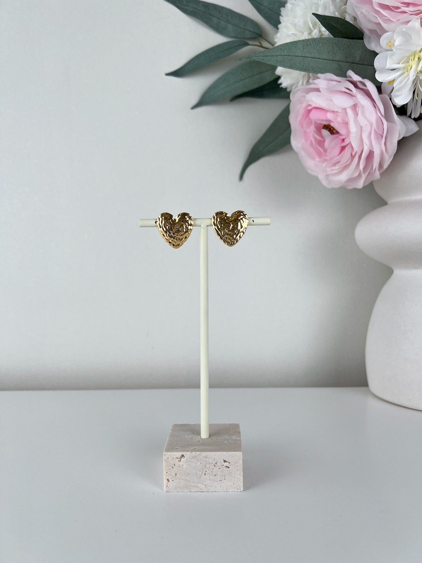 Studs oorbellen hart met patroon