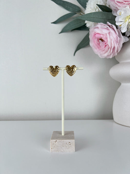 Studs oorbellen hart met patroon