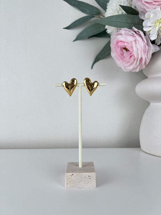 Studs oorbellen asymmetrische hart