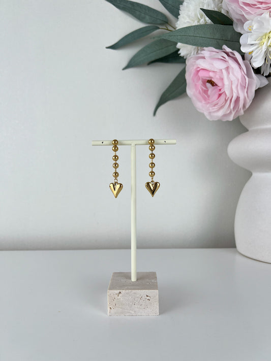 Oorbellen balletjes met lovely heart
