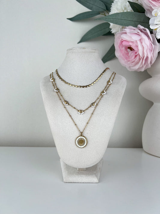 3-laagse ketting met verschillende bedels