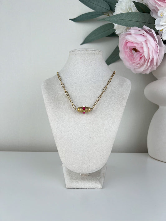 Schakel ketting met bedel en kleur