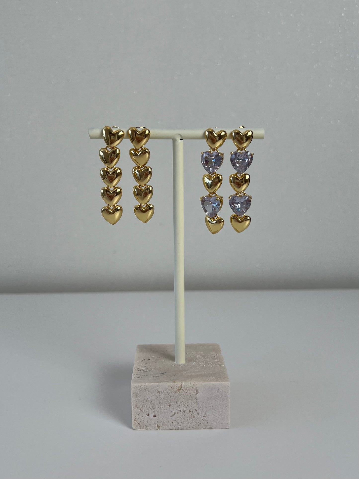 Oorbellen 5 hearts in a row