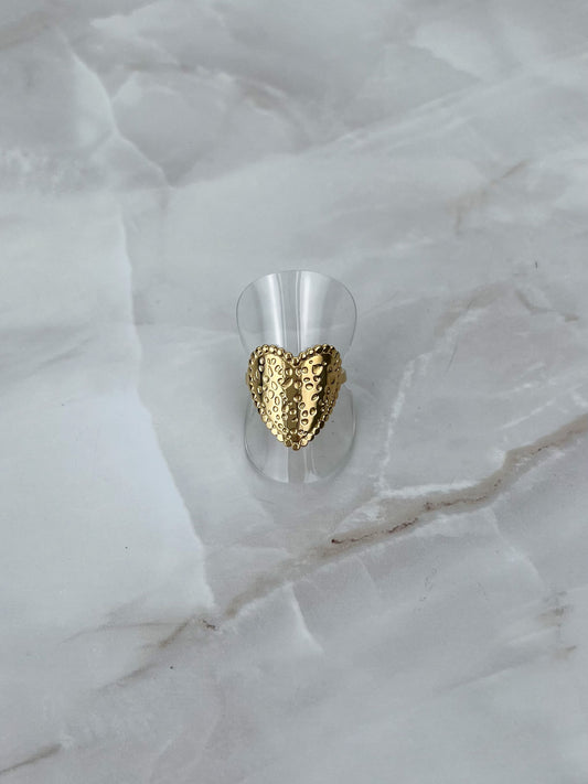 Ring plat hart met patroon