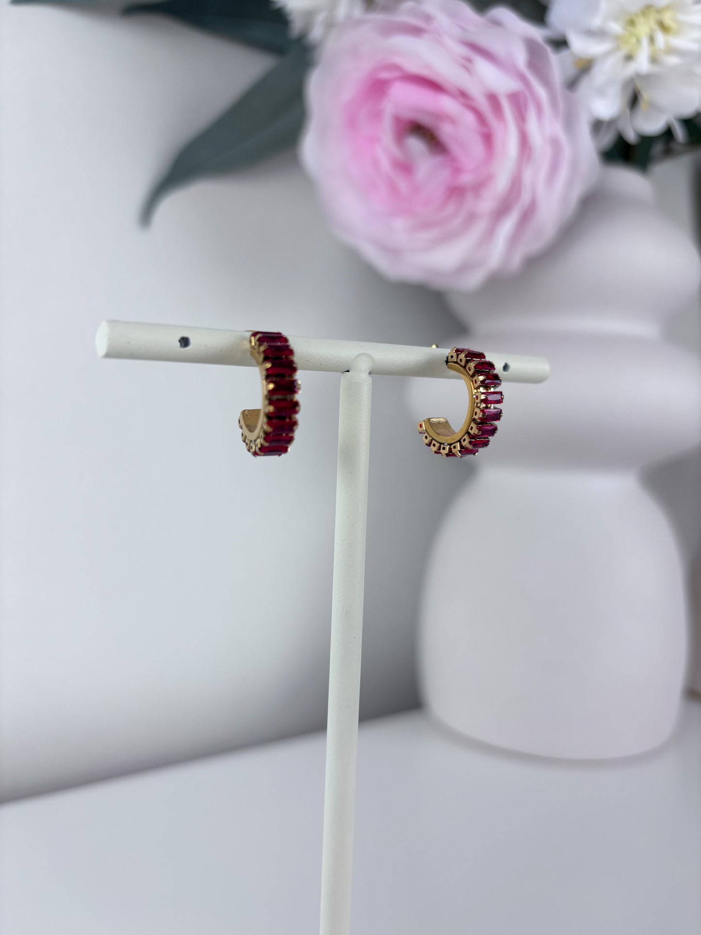 Oorbellen rond met gekleurde steentjes
