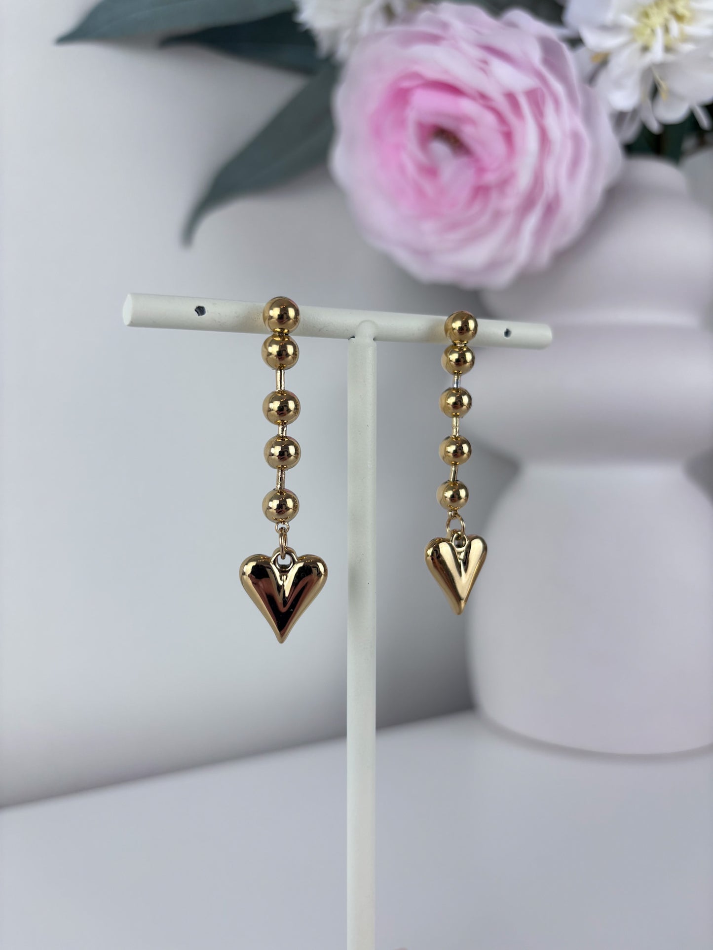 Oorbellen balletjes met lovely heart