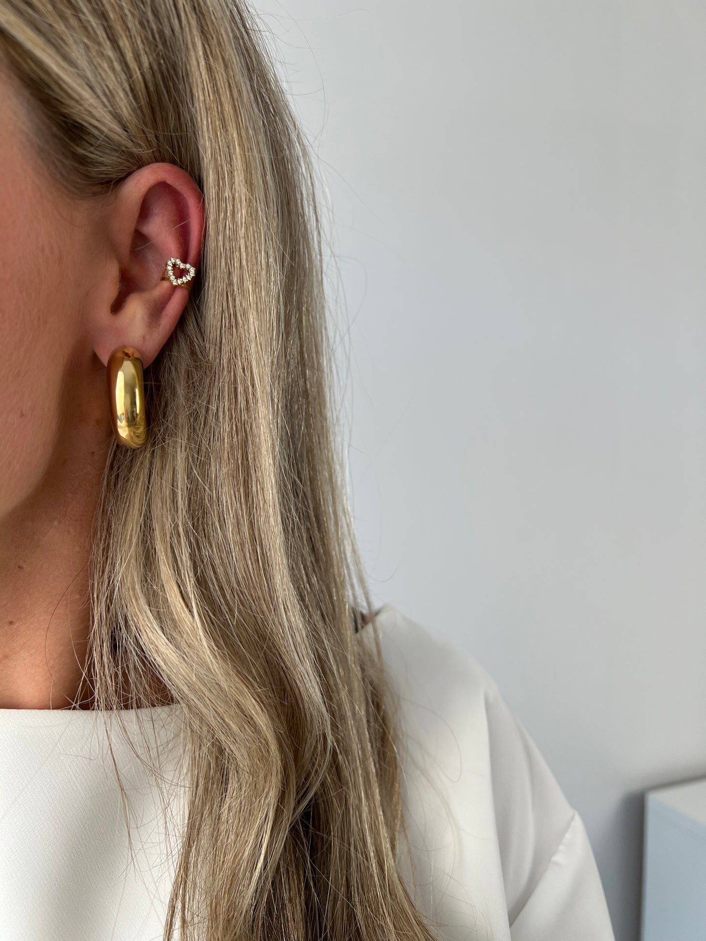 Earcuff strass hartje