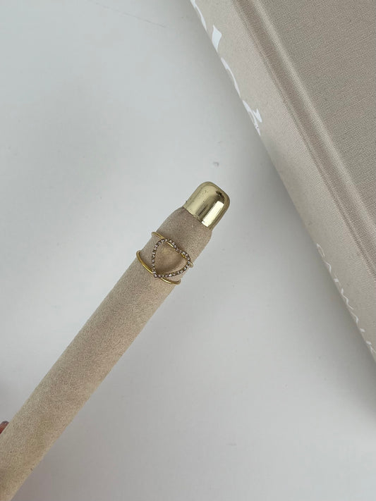 Ring open hart met strass randje