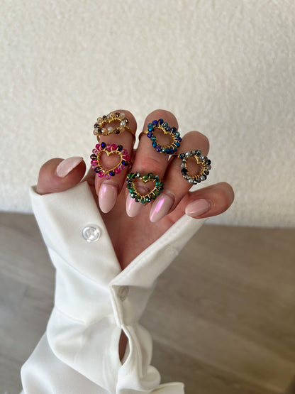 Ring beaded open hartje