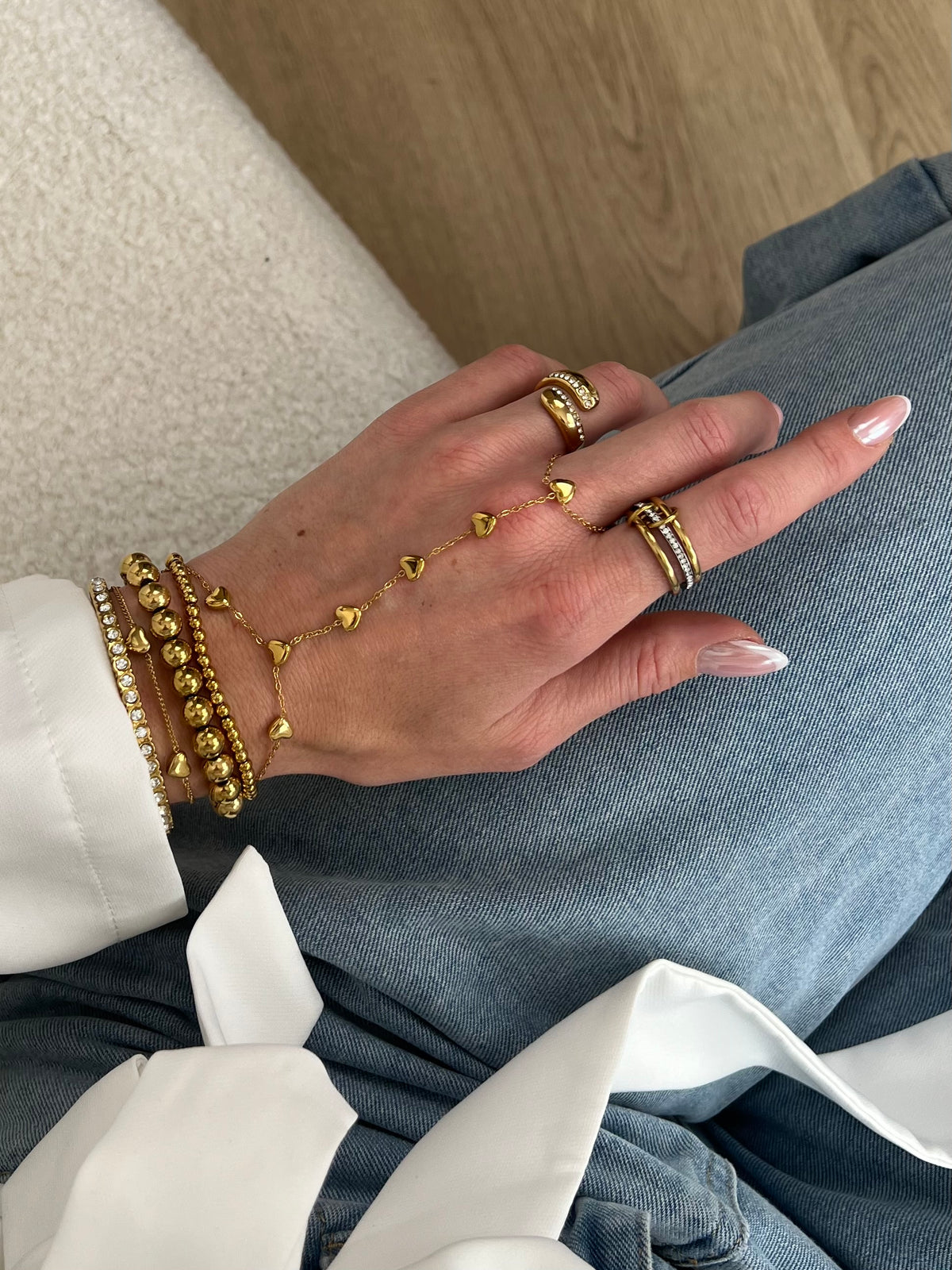 Ring open voorzijde met strass randjes