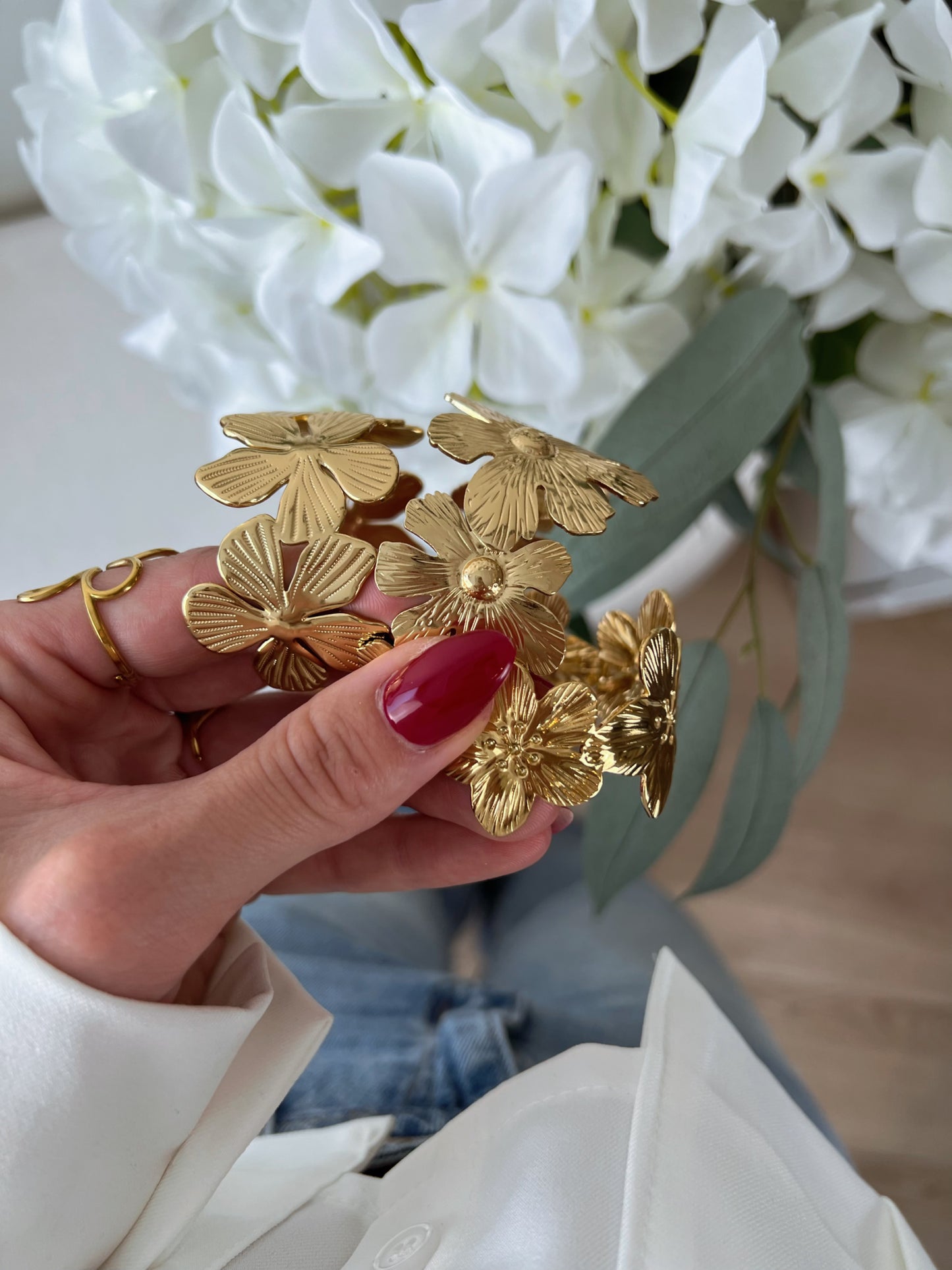 Bangle armband statement flowers #1