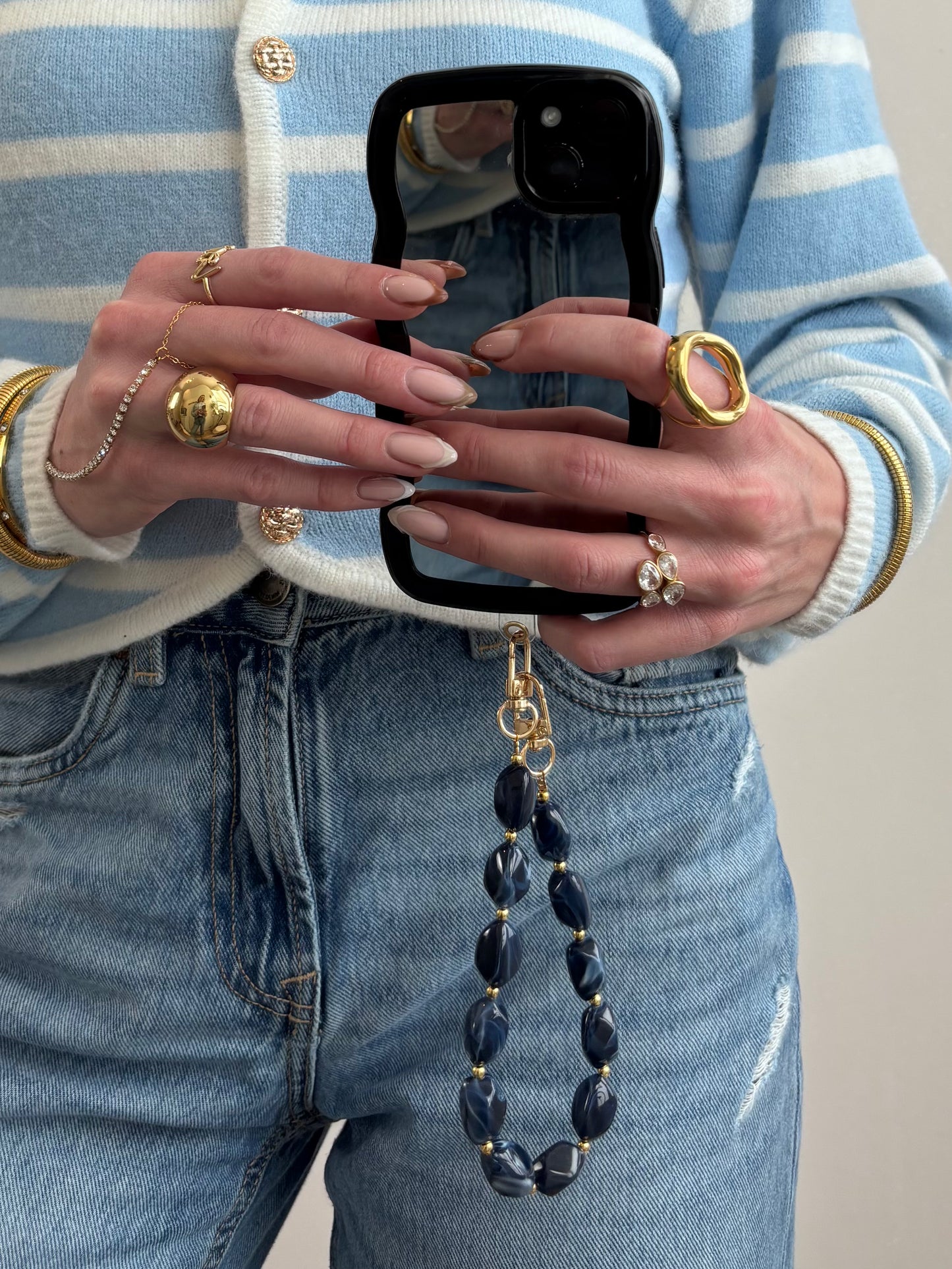 Phone cord donkerblauw
