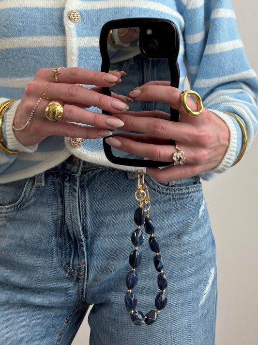 Phone cord donkerblauw