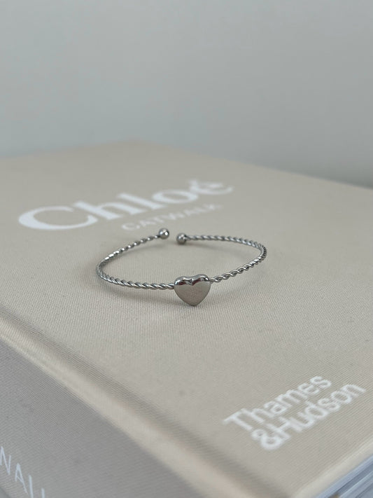 Bangle armband zilver met hartje