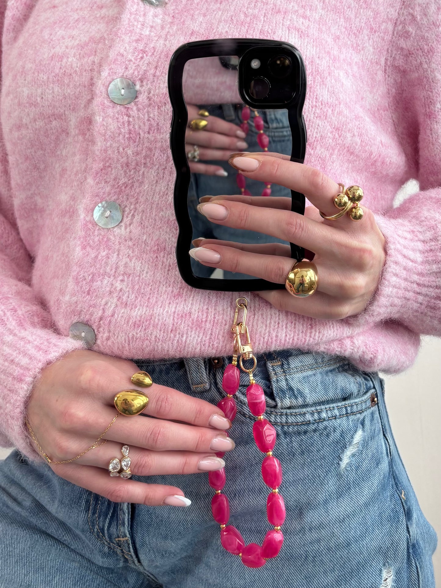 Phone cord hard roze