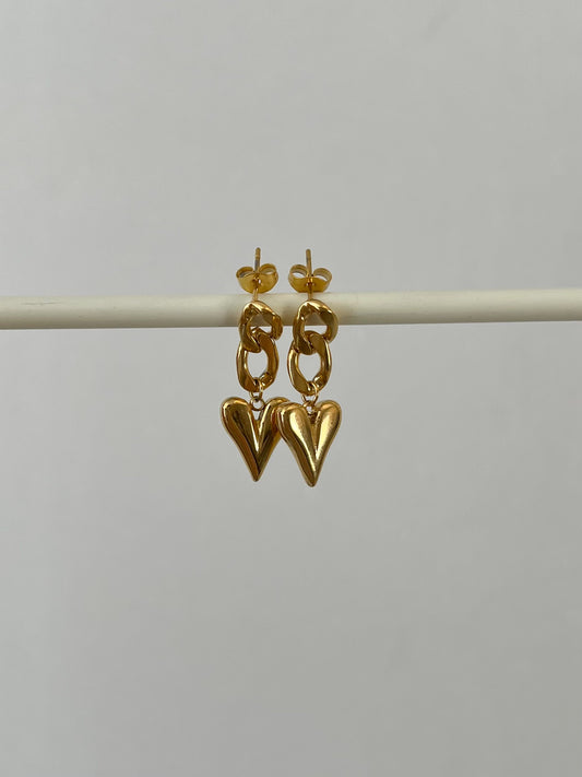 Oorbellen schakels met lovely heart