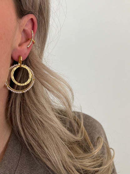 Oorbellen double rounds with beads