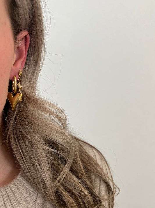 Oorringen ovaal met hart hanger