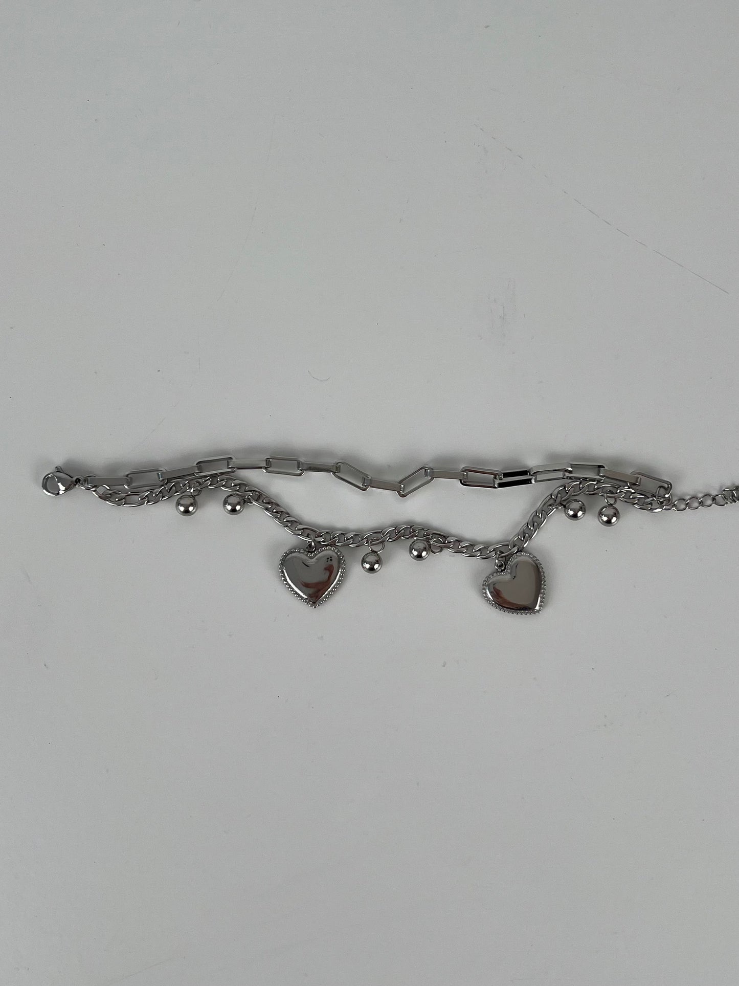 Armband 2 laags met schakels en hartjes