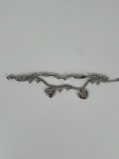 Armband 2 laags met schakels en hartjes