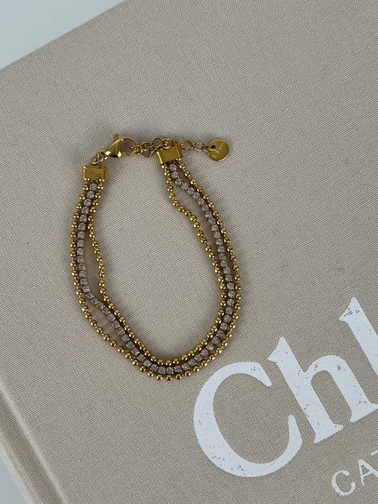 Armband drie laags met strass