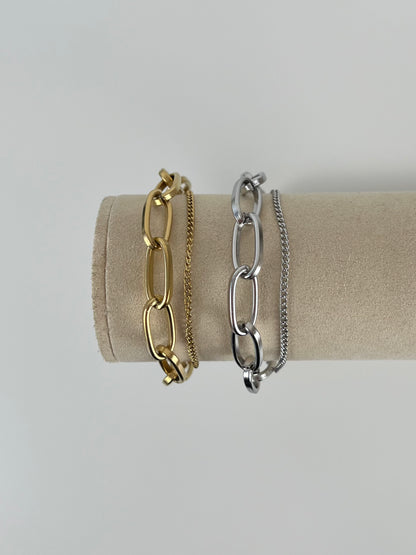 Armband 2 laags met grove schakels
