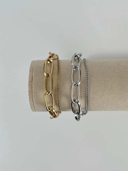 Armband 2 laags met grove schakels