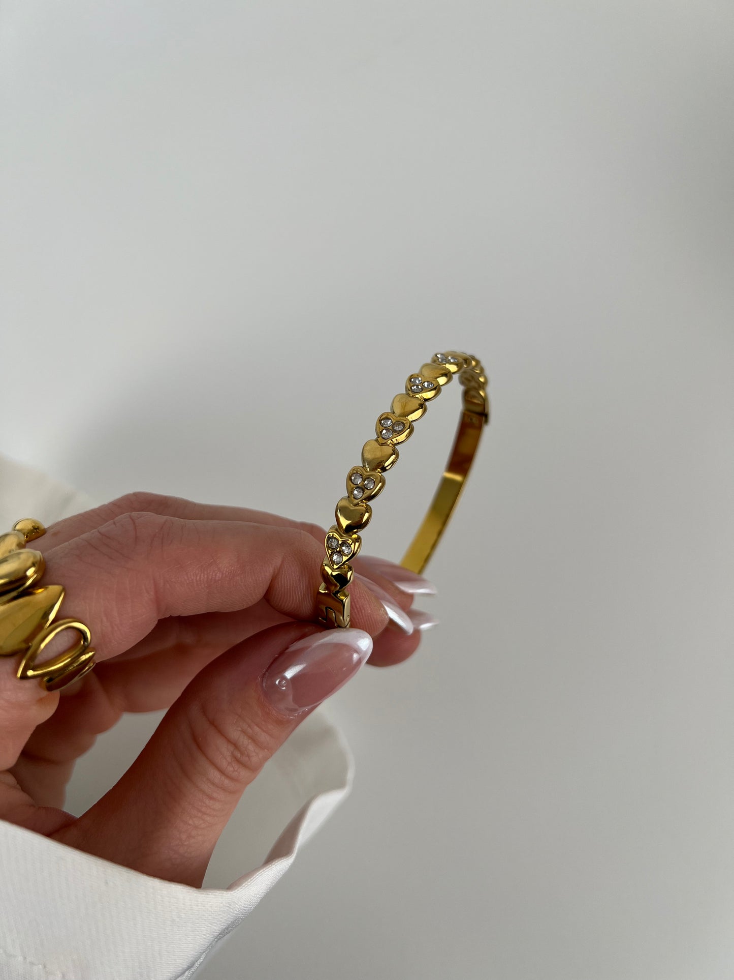 Click bangle hearts and strass