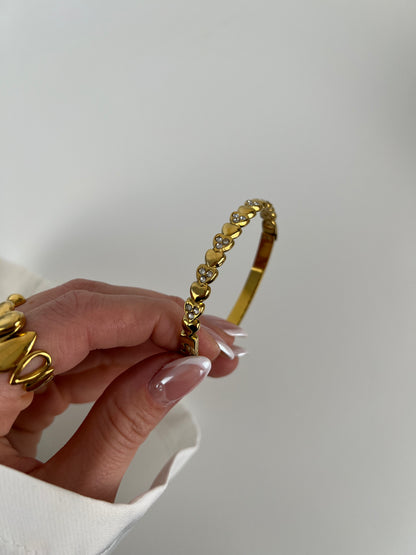Click bangle hearts and strass