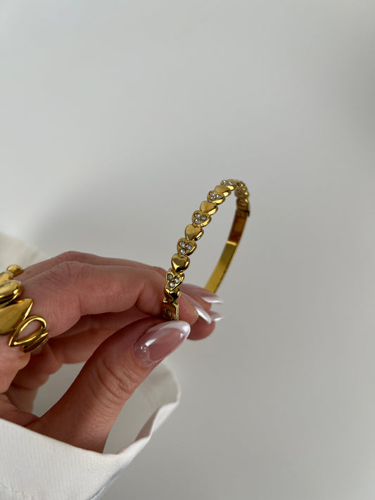 Click bangle hearts and strass