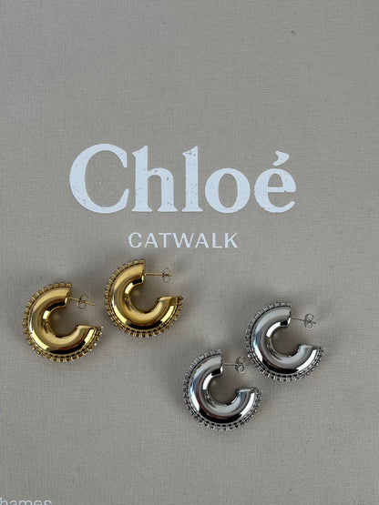 Hoop earrings met strass rand