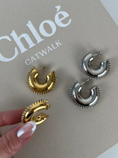 Hoop earrings met strass rand