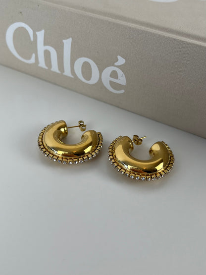 Hoop earrings met strass rand