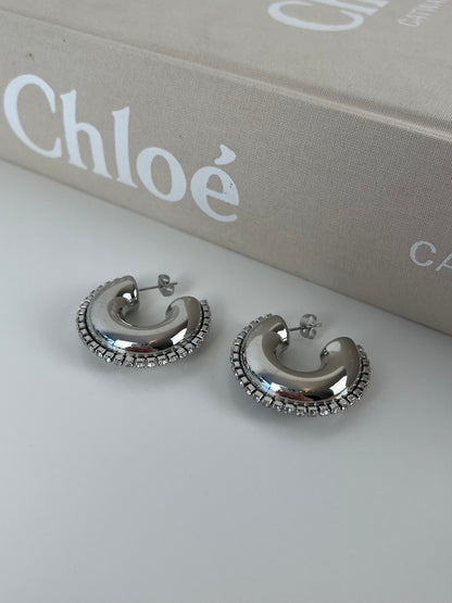 Hoop earrings met strass rand